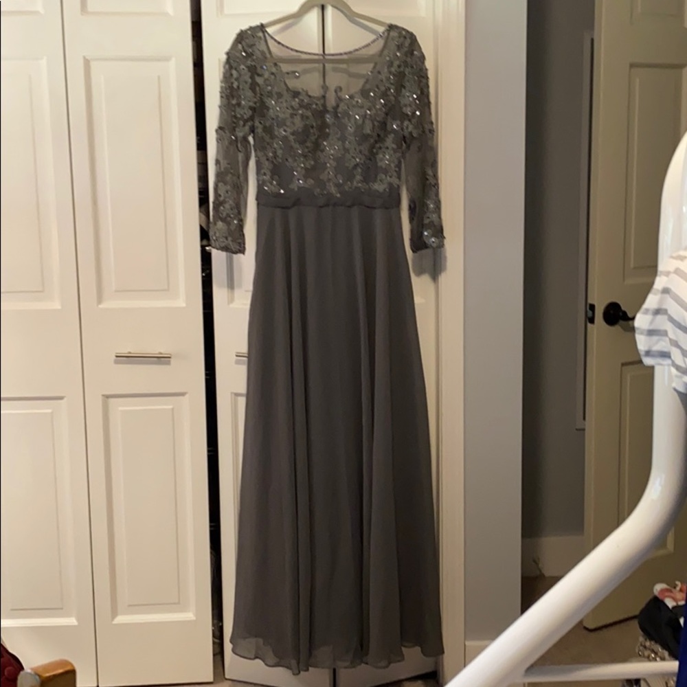 Dark silver Mother of Bride long gown